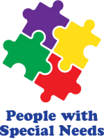 People with special needs awareness graphic with puzzle pieces